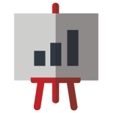 Icon representing the benefits of consolidated financial reporting software through improved financial reporting, analytics, and business performance