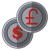 US dollar and British pound coins representing multi-currency accounting.