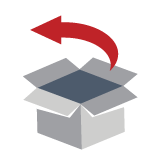 Open box with return arrow representing product returns and RMA management