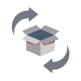 Open box with arrows representing inventory transfers