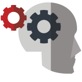 Head with gears icon representing complex nonprofit accounting needs and outgrowing basic accounting software