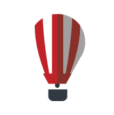 Hot air balloon icon symbolizing elevated reporting with Gravity Software's Hierarchical Dimensions.