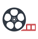 Film reel and filmstrip icon representing intercompany accounting and consolidated financial reporting for media and entertainment organizations.