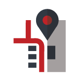 Map and location pin icon symbolizing multi-location inventory and entity-based accounting management